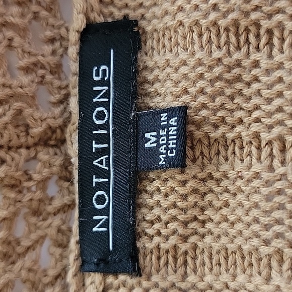 Notations Cardigan Sweater Open Front Longline Longsleeve Layer Knit Brown Tan M - Picture 11 of 15
